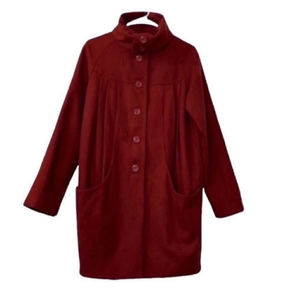 H&M Wool Blend Oversized Red/Plum jacket (Size 4) - Picture 4 of 9